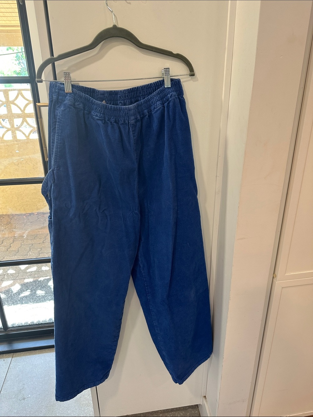 ASOS Designs Baggy Casual Elastic-Waist Corduroy Pants — Navy Blue